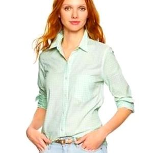 Gap The Fitted Boyfriend Mint Gingham button down